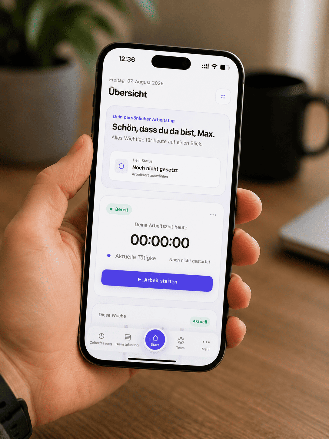 LüneTempo Zeiterfassung auf einem Smartphone